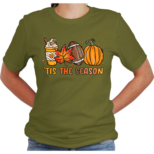 'Tis The Season Football Pumpkin Casual T-Shirt