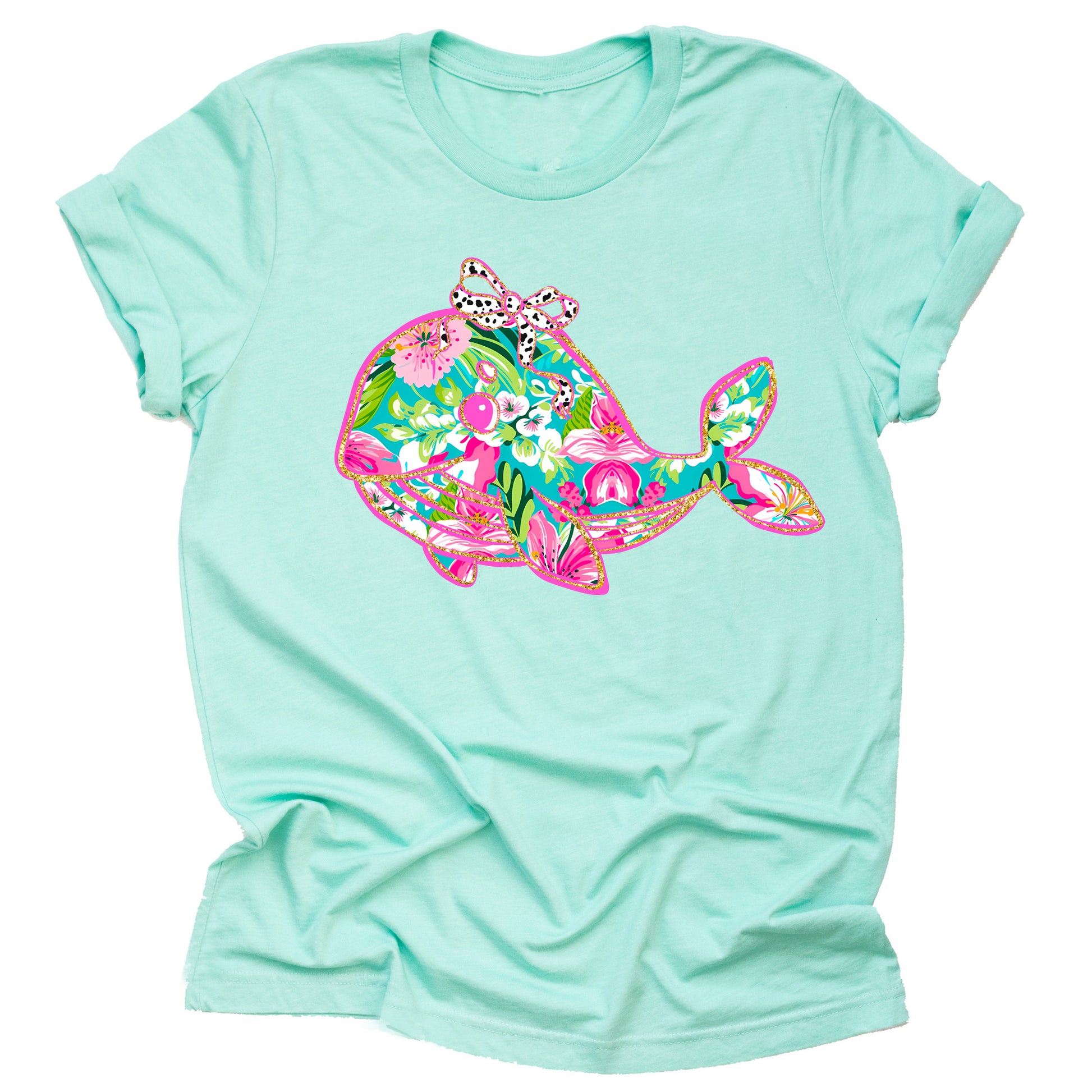 Tropical floral dolphin beach ocean summer printed graphic shirt tee