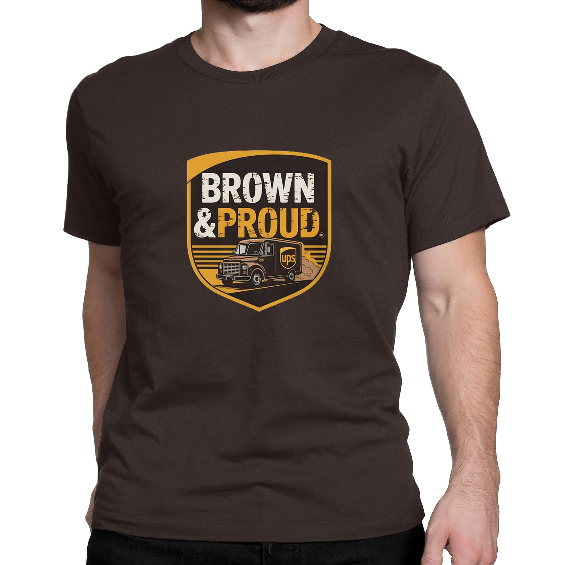 UPS brown and proud shirt with delivery driver graphic design