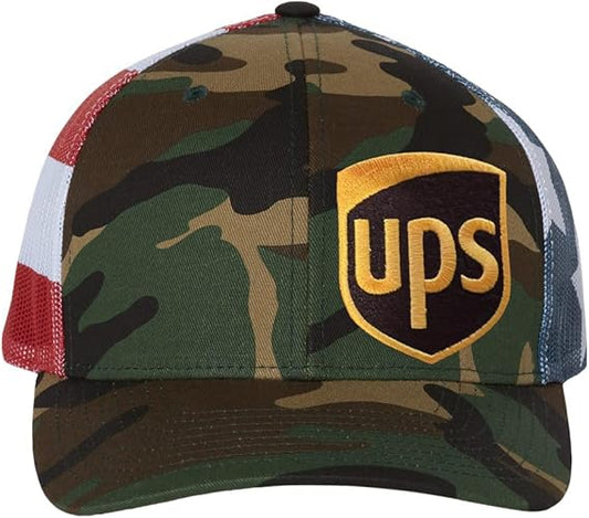 UPS camo American flag mesh hat for delivery driver uniform workwear