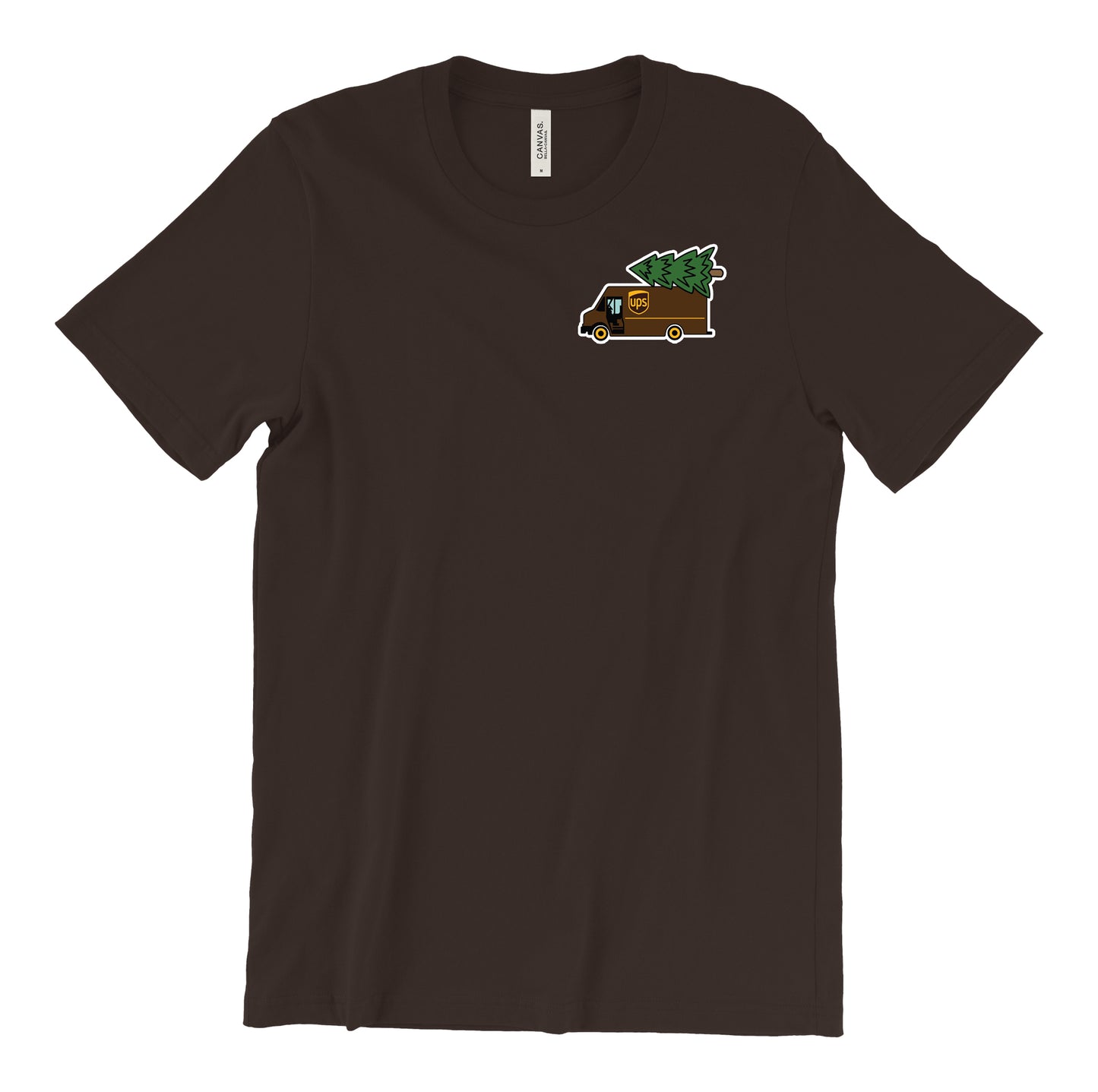 UPS delivery truck shirt with Christmas tree graphic for holiday workwear