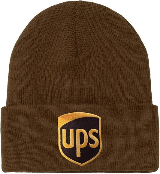 UPS knit beanie hat in brown for delivery driver uniform workwear