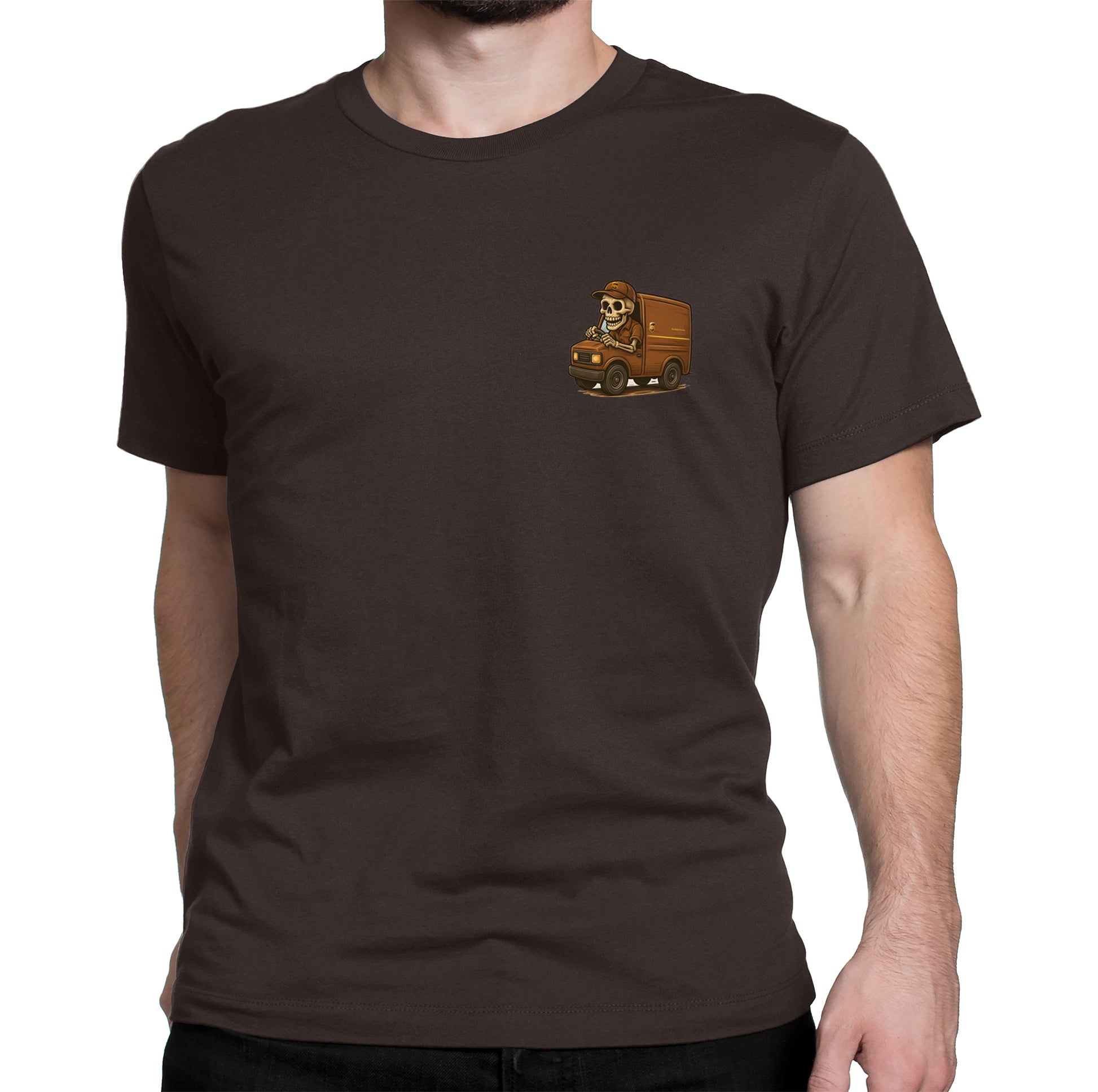 UPS skull truck shirt with delivery driver graphic design