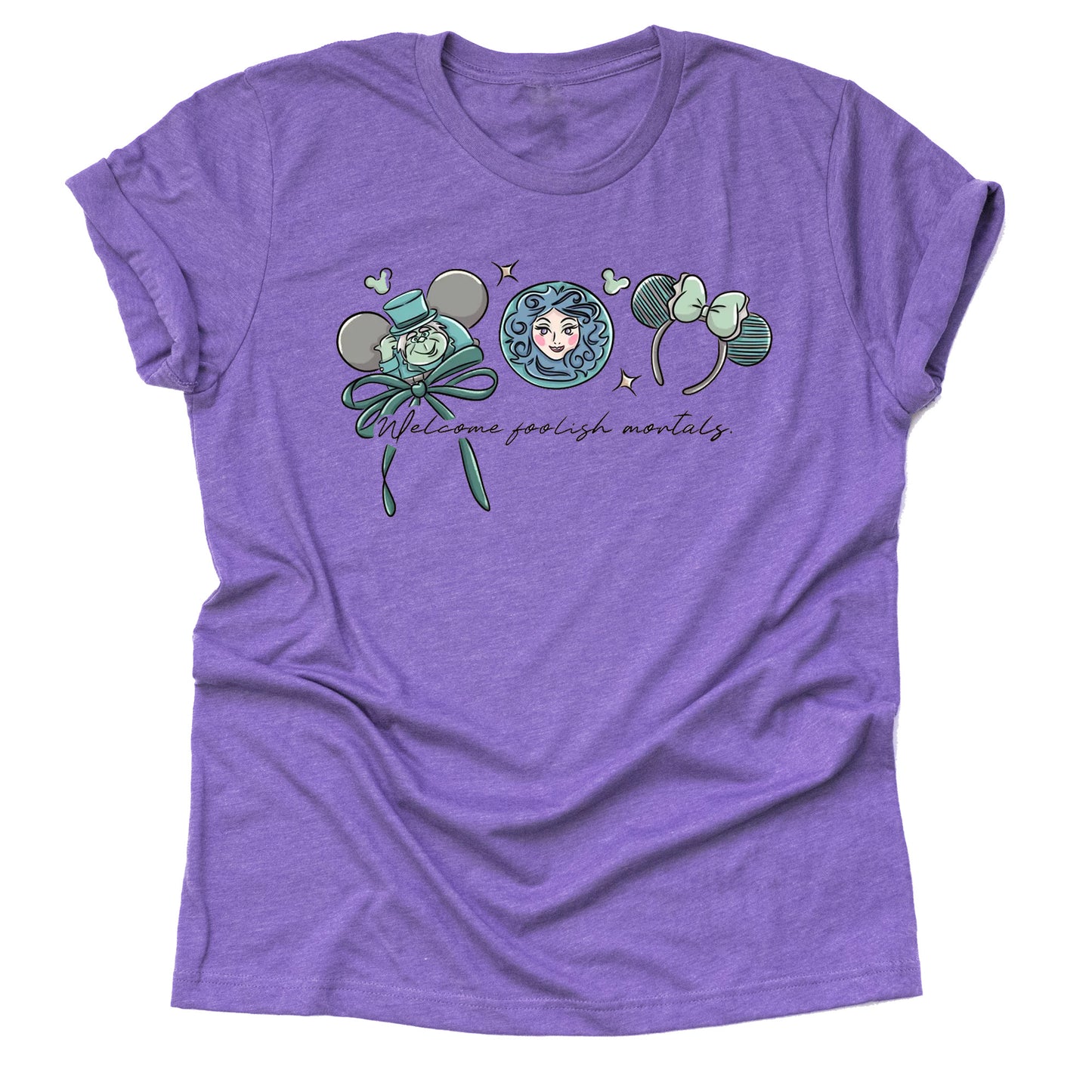 Welcome foolish mortal haunted mansion graphic tee with spooky theme park design