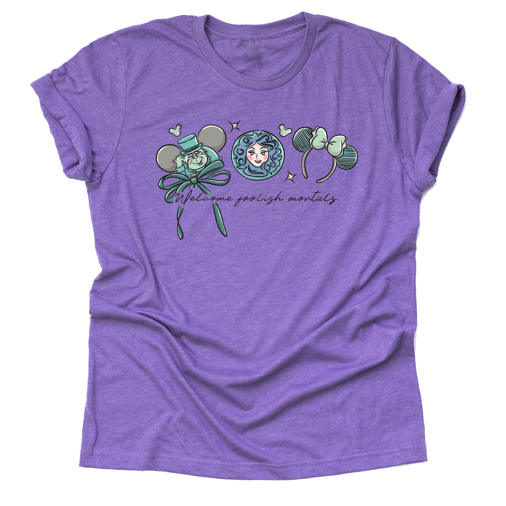 Welcome foolish mortal haunted mansion graphic tee with spooky theme park design