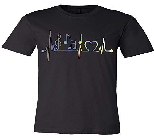 Music Frequency Pulse T-Shirt with Heartbeat & Notes