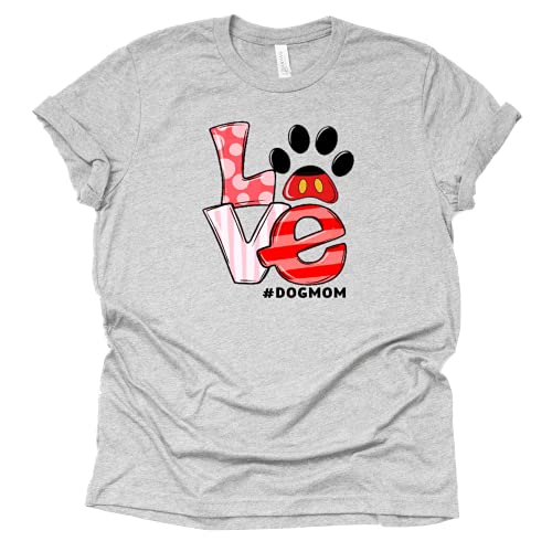 Dog Mom Love Graphic Tee - Cute Casual Short Sleeve Shirt