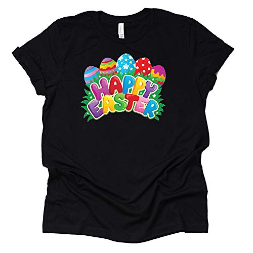 Happy Easter Graphic T-Shirt with Colorful Eggs