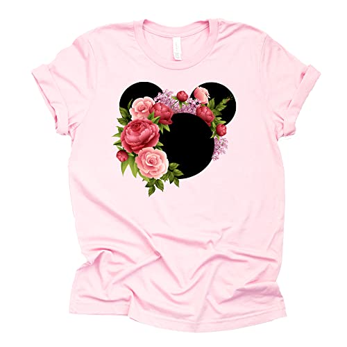Floral Mickey Mouse Pink Boho Shirt for Women & Teens