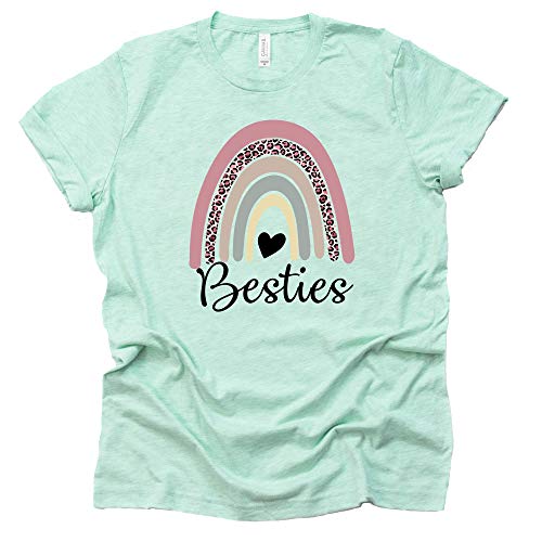 Rainbow Leopard Print Bestie Shirt – Casual Short Sleeve