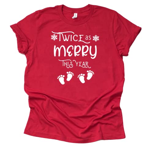 Christmas Pregnancy Announcement Shirt - Twice as Merry