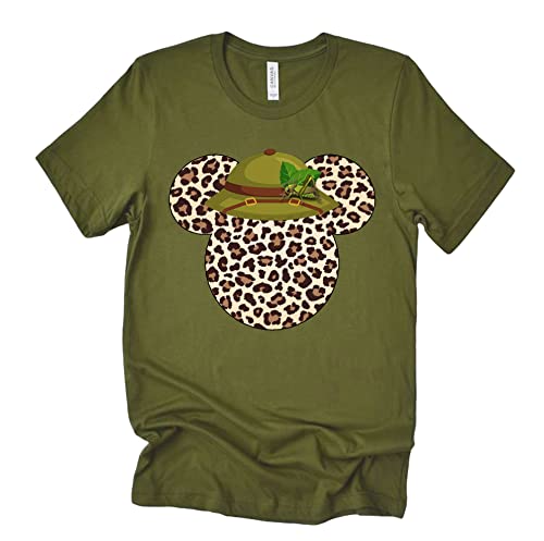 Leopard Print Mickey Ears Safari Hat Shirt for Couples