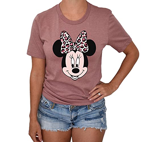 Minnie Mouse Leopard Print Safari Shirt - Casual Short Sleeve