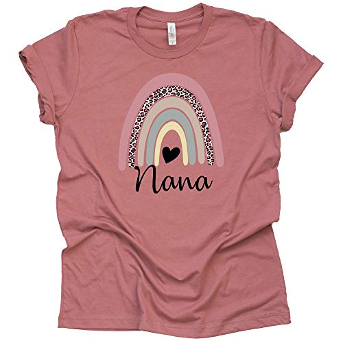 Rainbow Nana Leopard Printed T-Shirt for Grandparents