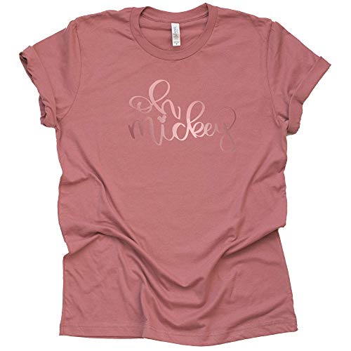 Oh Mickey Rose Gold T-Shirt – Metallic Design for Women