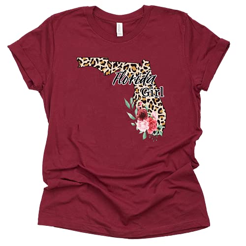 Florida Girl T-Shirt with Leopard Floral Design