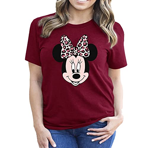 Minnie Mouse Leopard Print Safari Shirt - Casual Short Sleeve