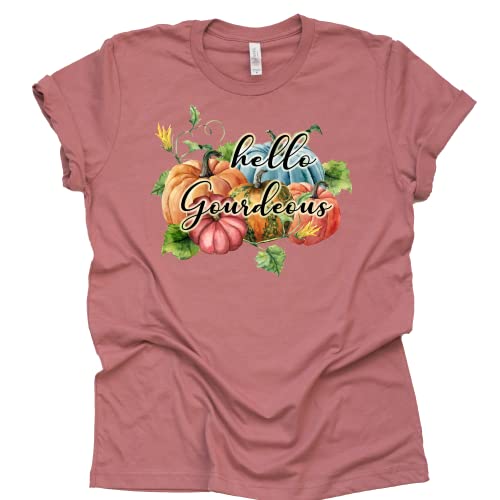 Thankful Printed T-Shirt with Stacked Pumpkins
