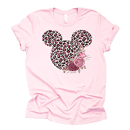 Leopard Print Mickey Ears Floral Shirt for Women & Teens
