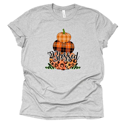 Thankful Printed T-Shirt with Blessed Pumpkins