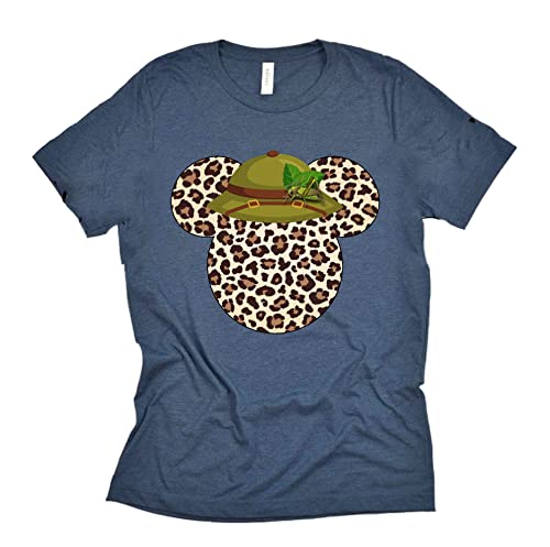 Leopard Print Mickey Ears Safari Hat Shirt for Couples