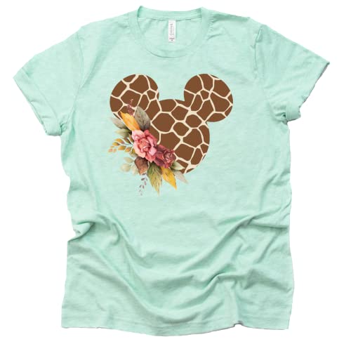 Giraffe Mickey Ears Floral Shirt for Women & Teens