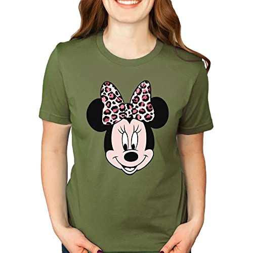 Minnie Mouse Leopard Print Safari Shirt - Casual Short Sleeve