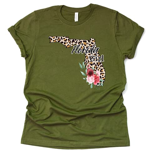 Florida Girl T-Shirt with Leopard Floral Design
