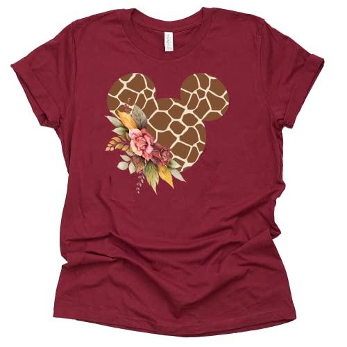 Giraffe Mickey Ears Floral Shirt for Women & Teens