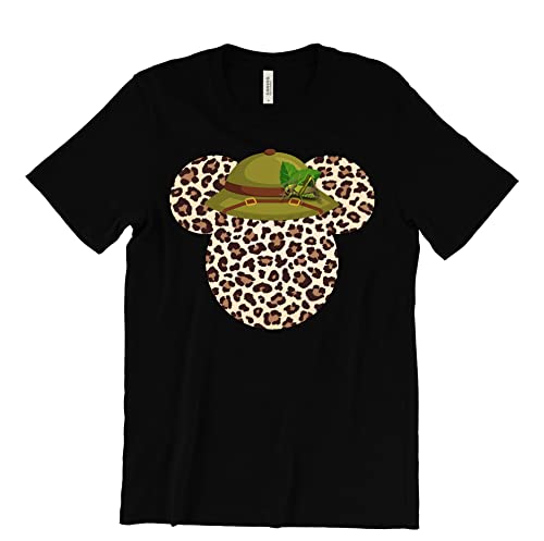 Leopard Print Mickey Ears Safari Hat Shirt for Couples