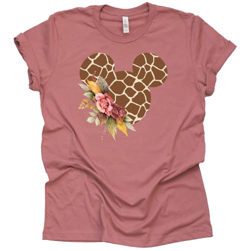 Giraffe Mickey Ears Floral Shirt for Women & Teens