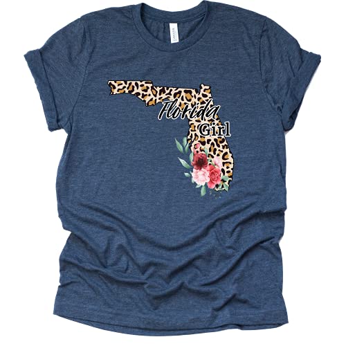 Florida Girl T-Shirt with Leopard Floral Design
