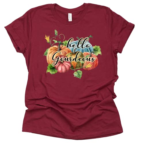Thankful Printed T-Shirt with Stacked Pumpkins