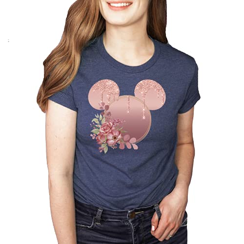 Rose Gold Mickey Ears Floral Shirt for Teens & Women