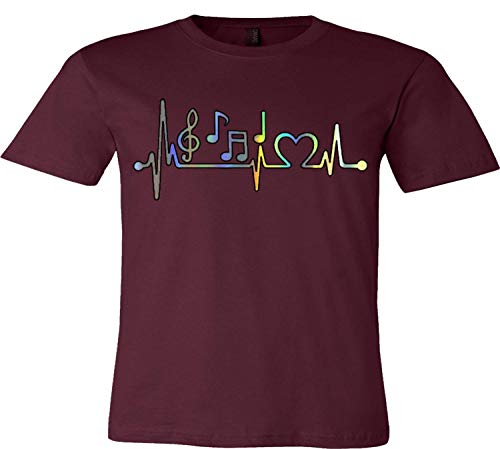 Music Frequency Pulse T-Shirt with Heartbeat & Notes