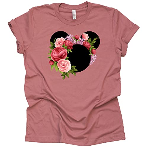 Floral Mickey Mouse Pink Boho Shirt for Women & Teens