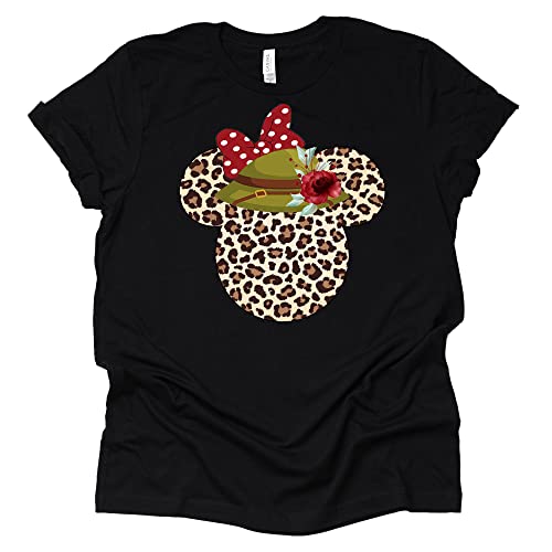 Leopard Print Mickey Ears Safari Hat Shirt for Couples
