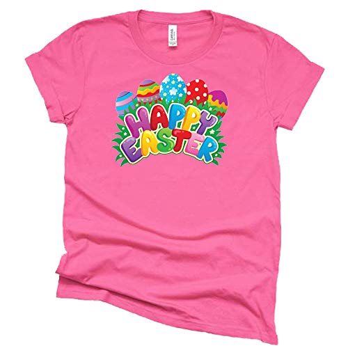 Happy Easter Graphic T-Shirt with Colorful Eggs