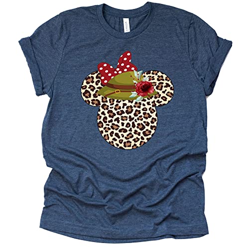 Leopard Print Mickey Ears Safari Hat Shirt for Couples