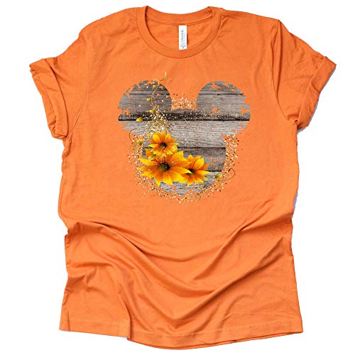 Driftwood Print Mickey Ears Sunflowers Shirt for Women & Teens