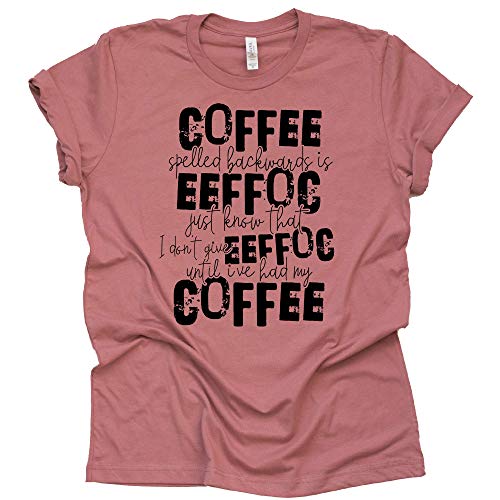 Coffee Lover's Funny Graphic Tee - Spelled Backward Shirt