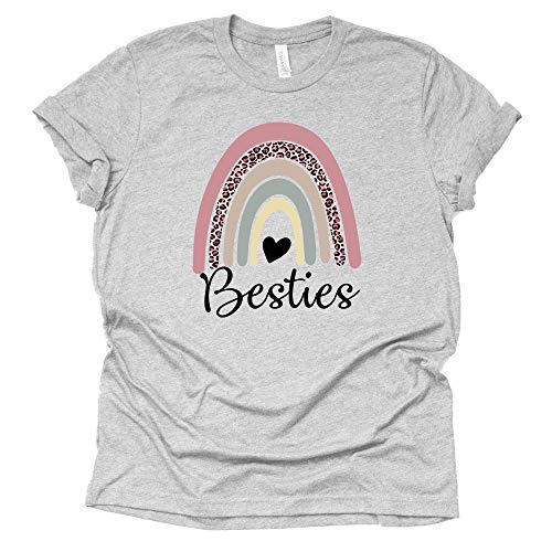 Rainbow Leopard Print Bestie Shirt – Casual Short Sleeve
