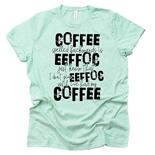 Coffee Lover's Funny Graphic Tee - Spelled Backward Shirt
