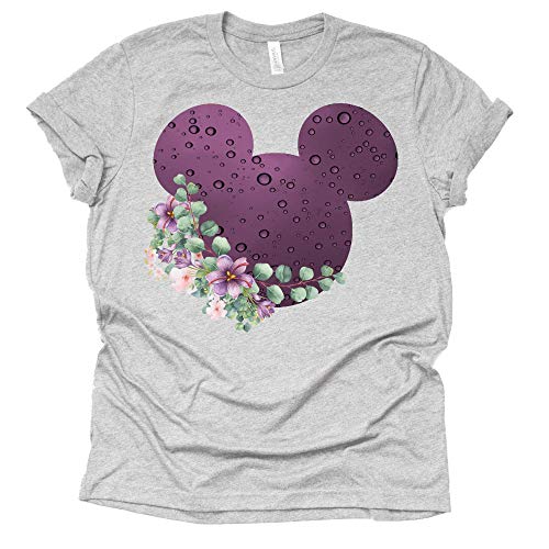 Purple Raindrop Print Mickey Ears Floral Shirt for Women