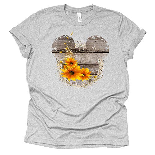 Driftwood Print Mickey Ears Sunflowers Shirt for Women & Teens