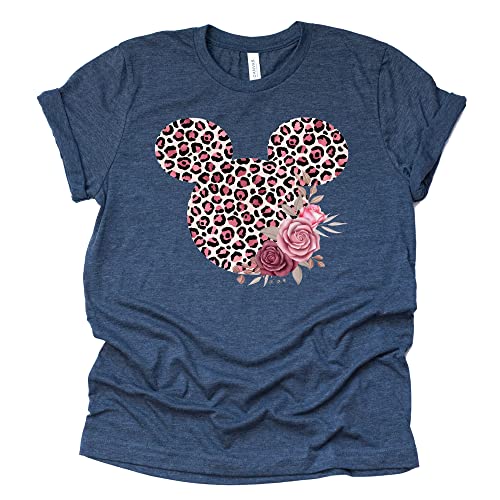 Leopard Print Mickey Ears Floral Shirt for Women & Teens