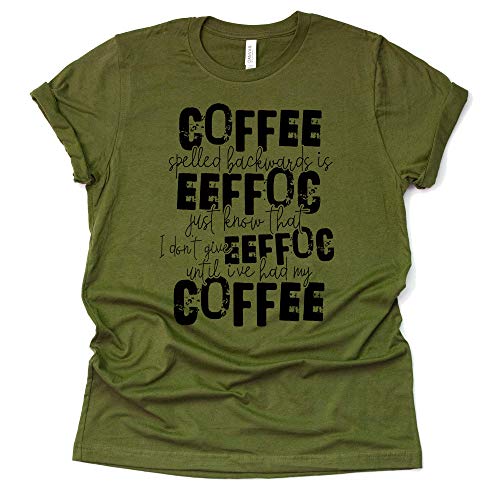 Coffee Lover's Funny Graphic Tee - Spelled Backward Shirt