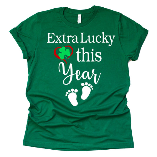 Extra Lucky St Patrick's Pregnancy Announcement Shirt