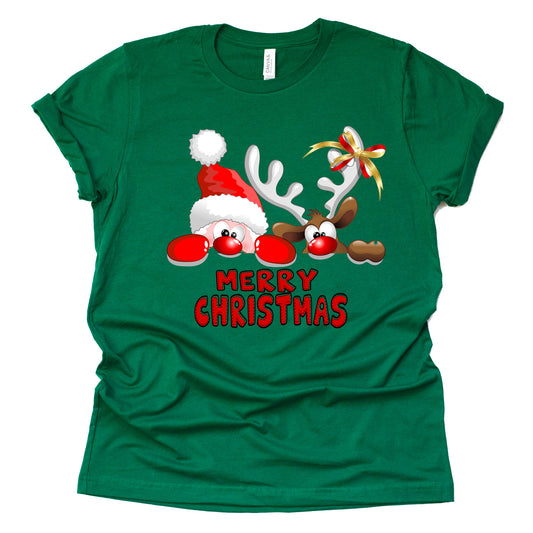 Merry Christmas Santa Reindeer Shirt for Women