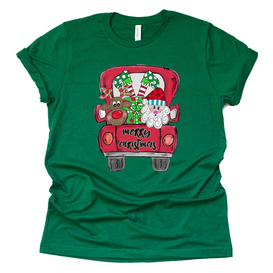 Santa Truck Reindeer Christmas Shirt for Festive Ladies